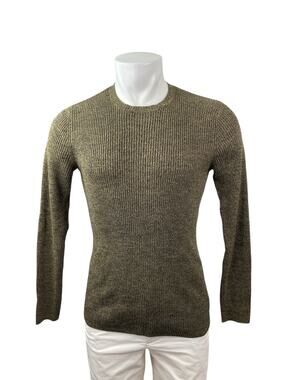 ASOS Men's Olive Green Ribbed Knit Crew Neck Long Sleeve Sweater Top Size M